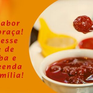 Doce de goiaba caseiro cremoso servido em pote de vidro com colher